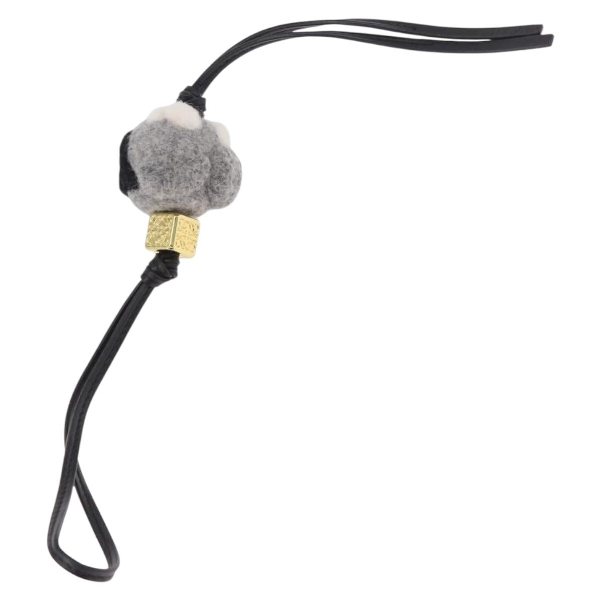 LOEWE Bag Charm Key Holder Owl Bag Charm Wool Gray Auth 187701M