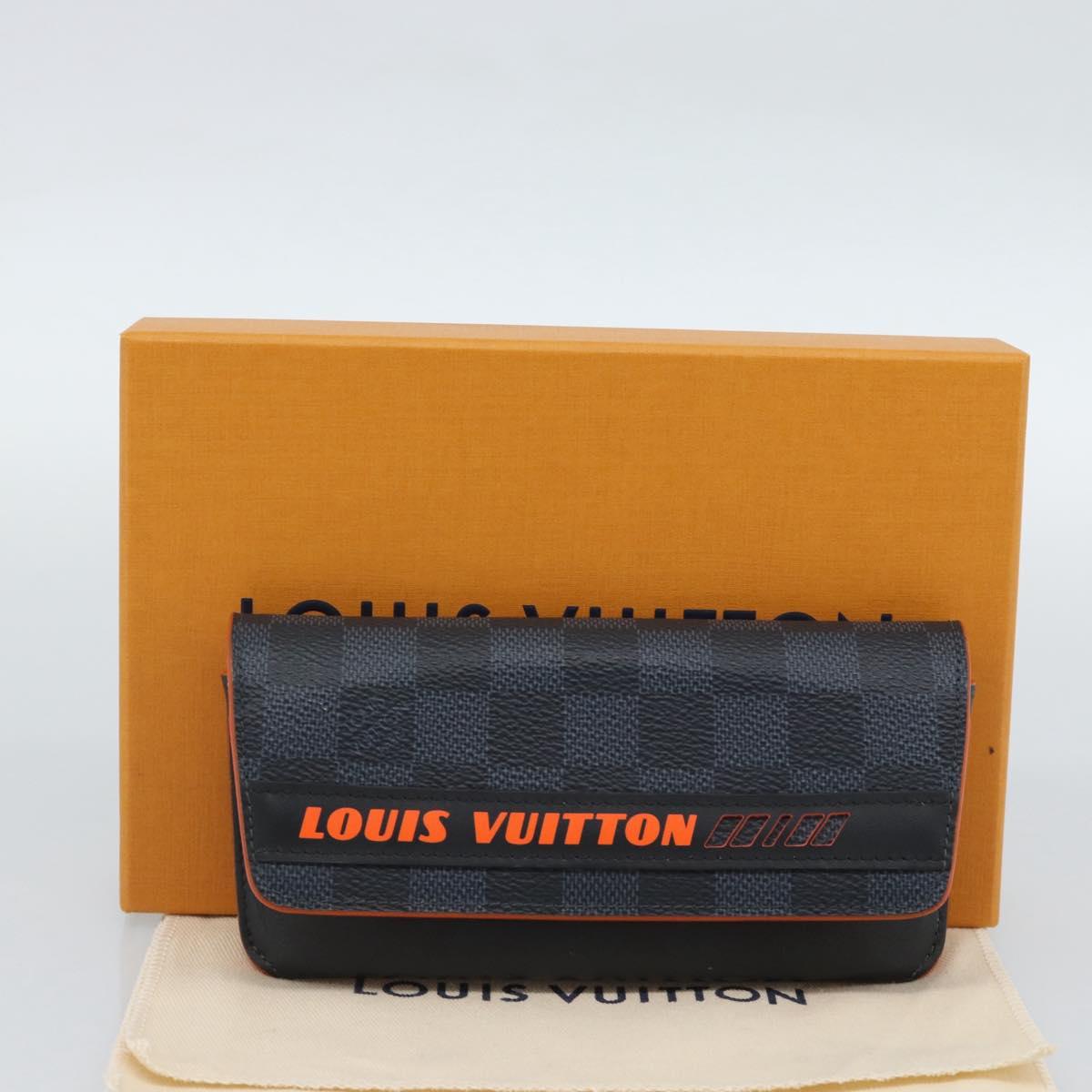 LOUIS VUITTON Damier Cobalt Etui Lunette Woody Glasses Case GI0380 Auth 187704
