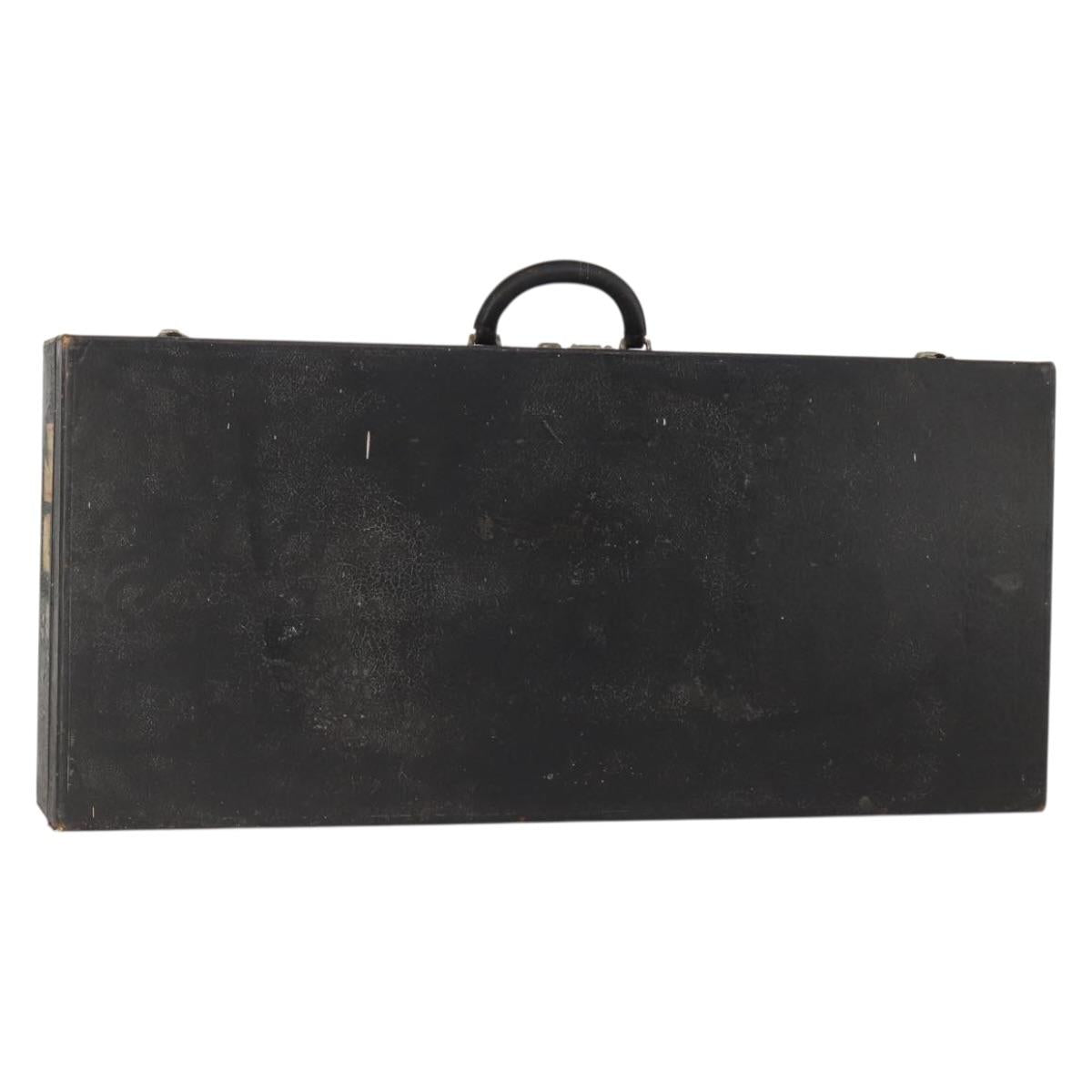 LOUIS VUITTON Trunk Leather Black Silver LV Auth 187706