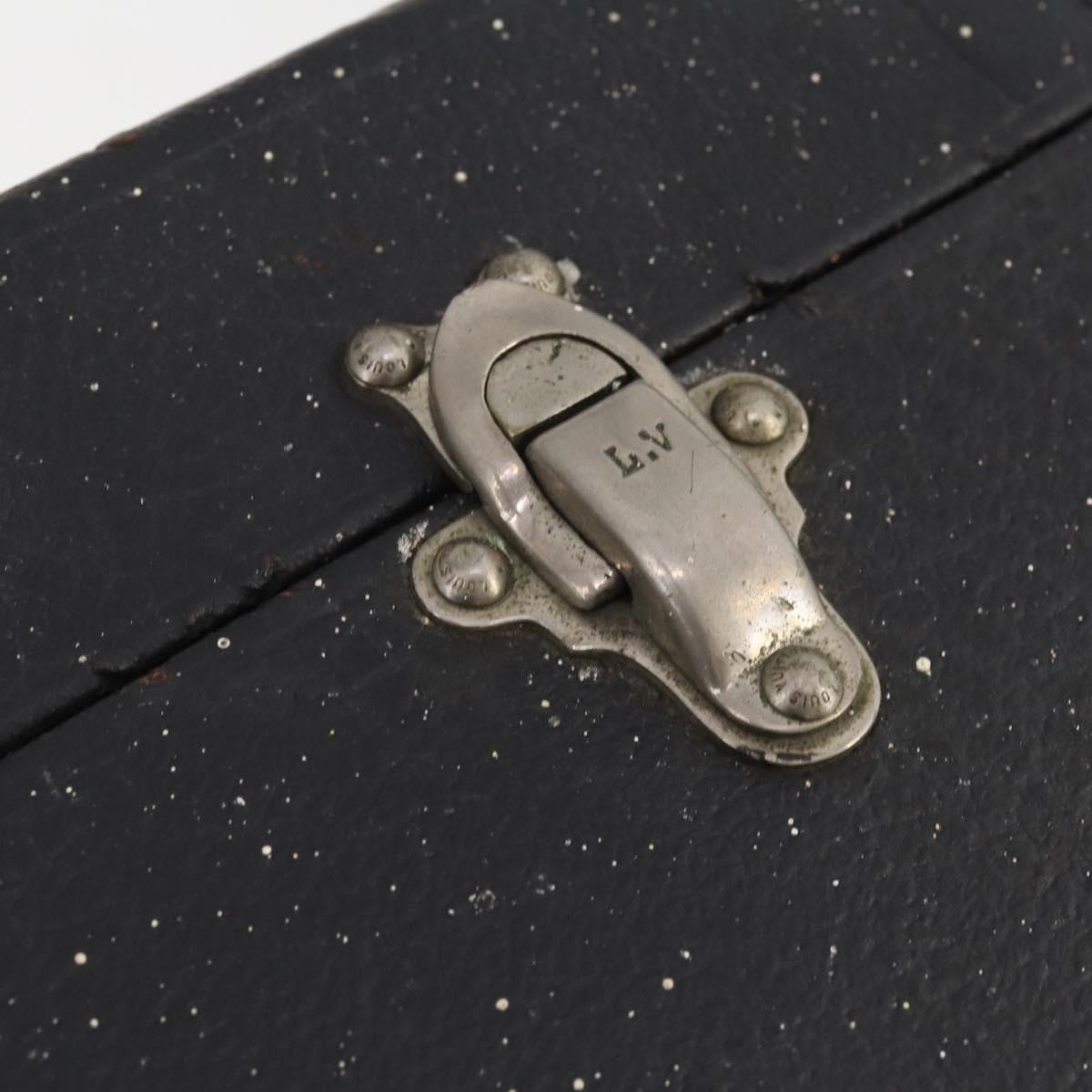 LOUIS VUITTON Trunk Leather Black Silver LV Auth 187706