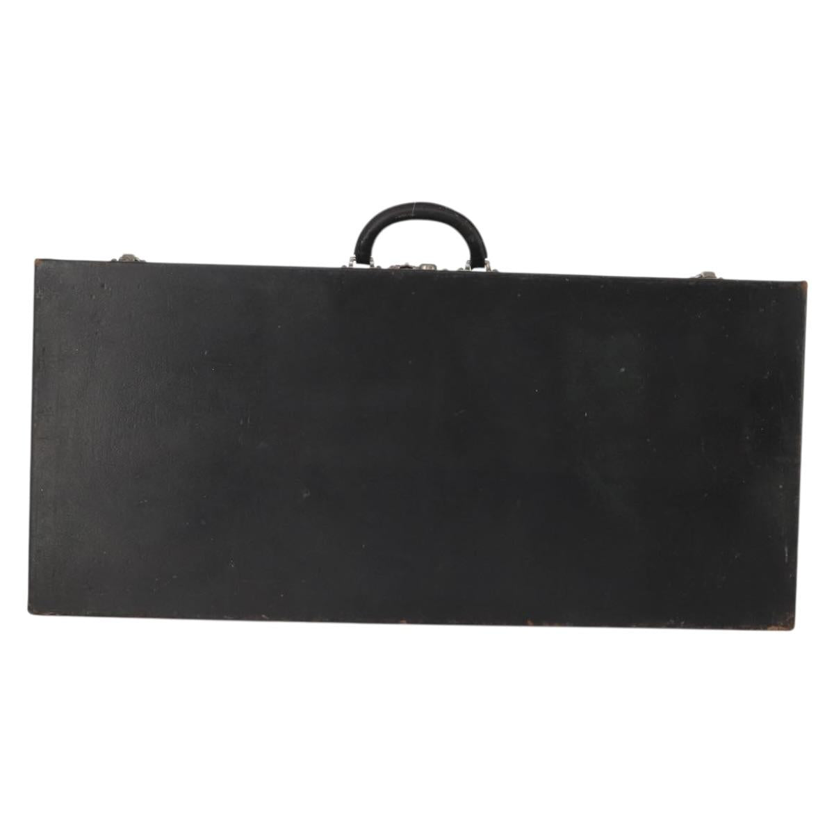LOUIS VUITTON Trunk Leather Black Silver LV Auth 187706