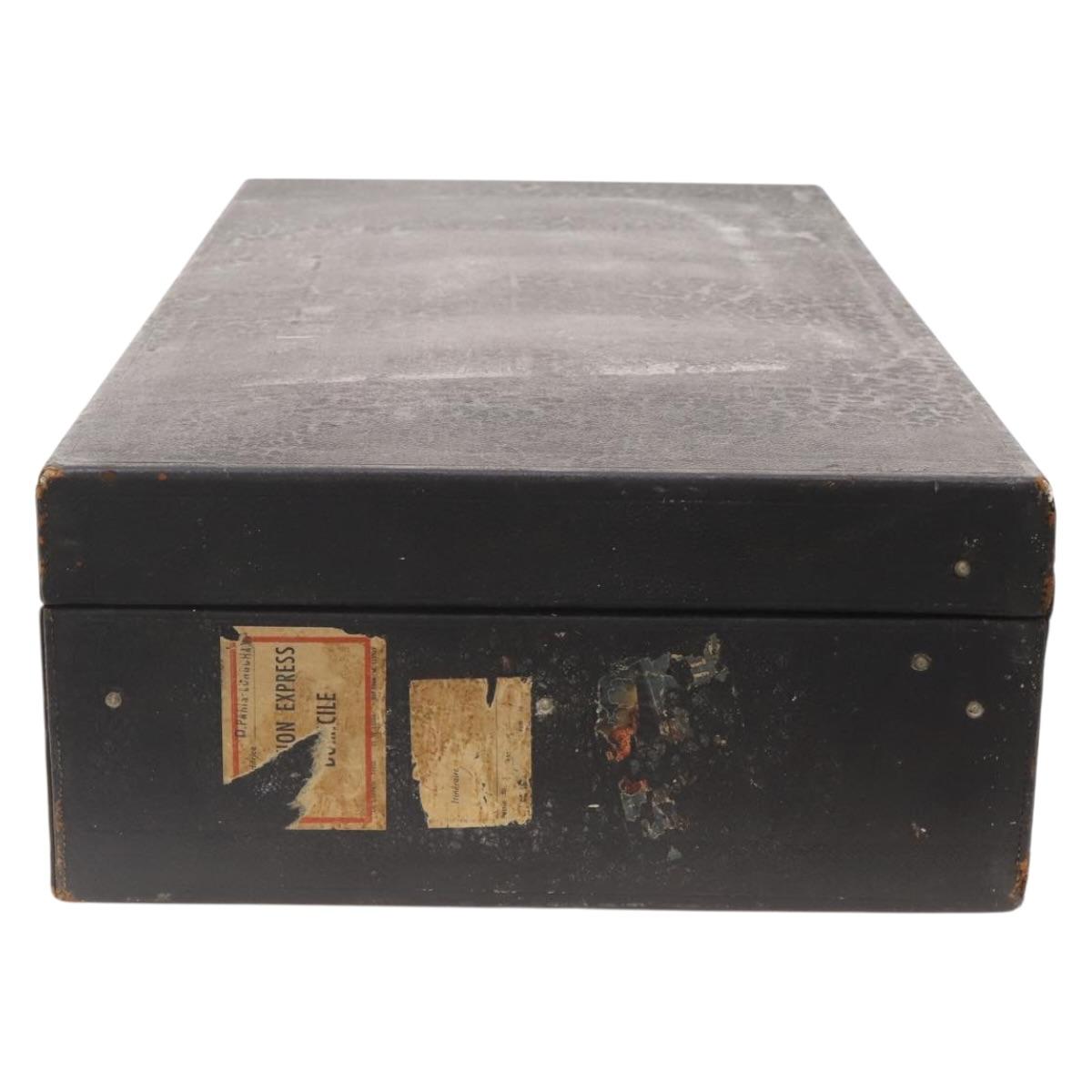 LOUIS VUITTON Trunk Leather Black Silver LV Auth 187706