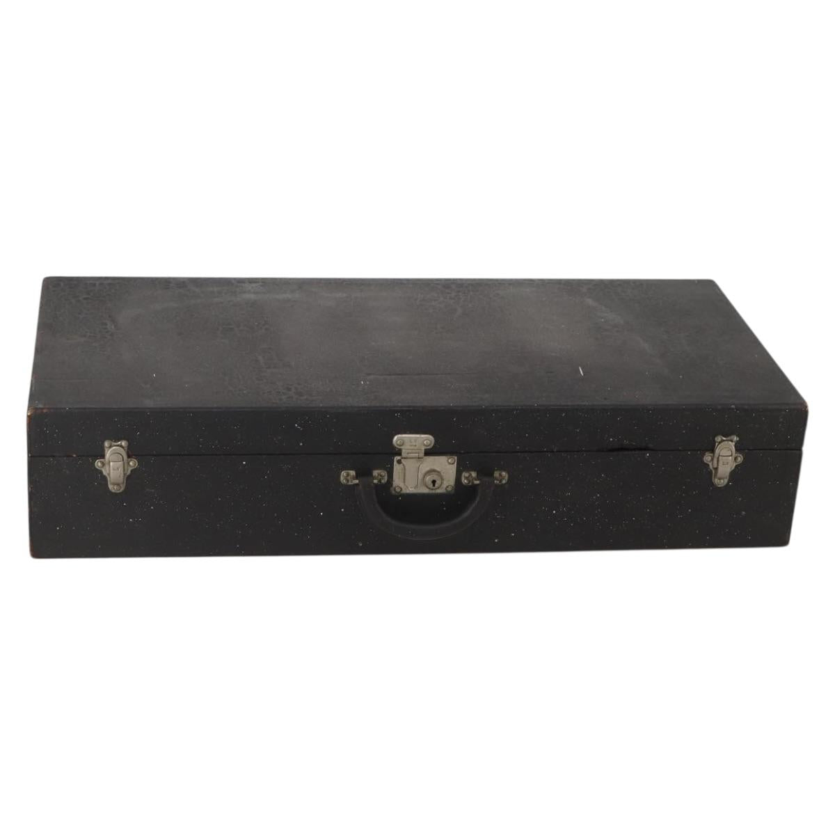 LOUIS VUITTON Trunk Leather Black Silver LV Auth 187706