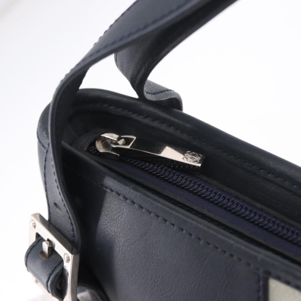 LOEWE Anagram Shoulder Bag Suede Leather Gray Silver Auth 187727A