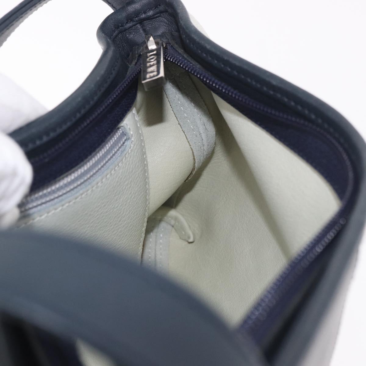 LOEWE Anagram Shoulder Bag Suede Leather Gray Silver Auth 187727A