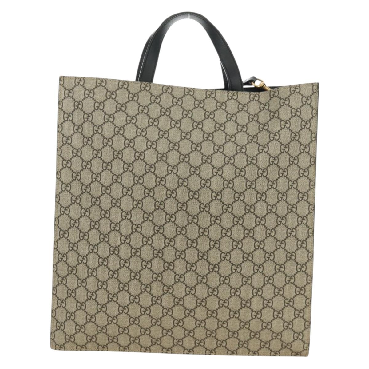 GUCCI GG Supreme Tote Bag PVC 2way Beige Gold 450950 Auth 187728M