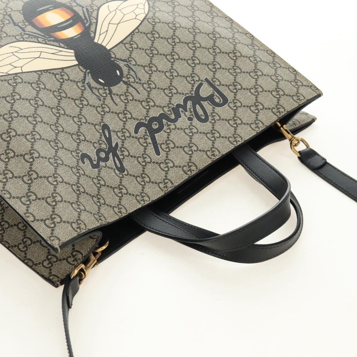 GUCCI GG Supreme Tote Bag PVC 2way Beige Gold 450950 Auth 187728M