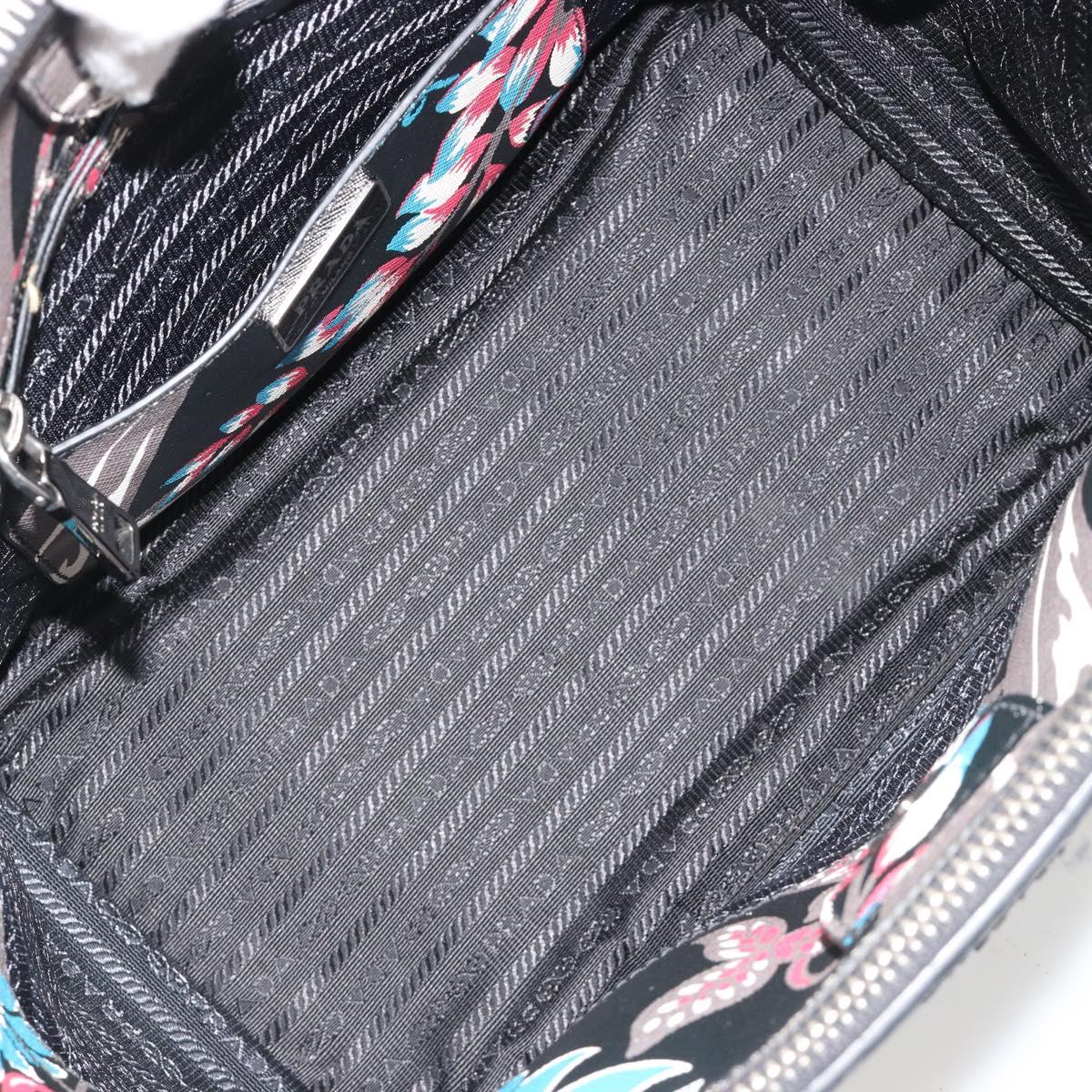 PRADA Hand Bag Saffiano leather 2way Black Silver Auth 187729A
