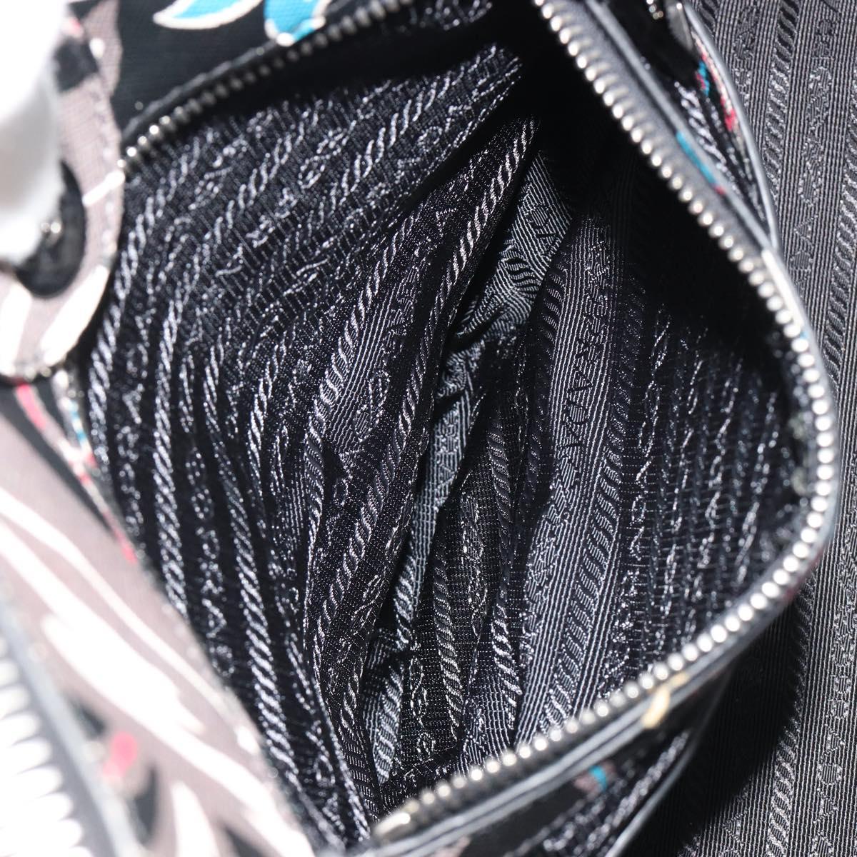PRADA Hand Bag Saffiano leather 2way Black Silver Auth 187729A