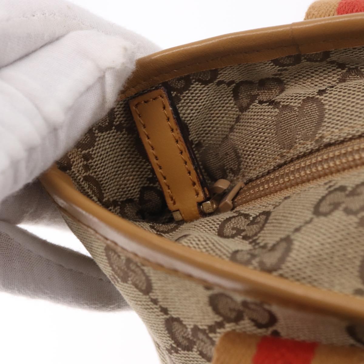 GUCCI GG Canvas Sherry Line Tote Bag Beige Red 019 0401 Auth 187732A