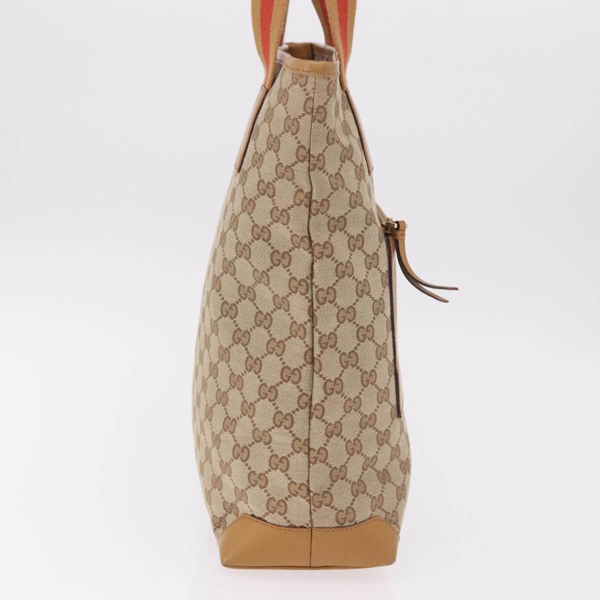 GUCCI GG Canvas Sherry Line Tote Bag Beige Red 019 0401 Auth 187732A