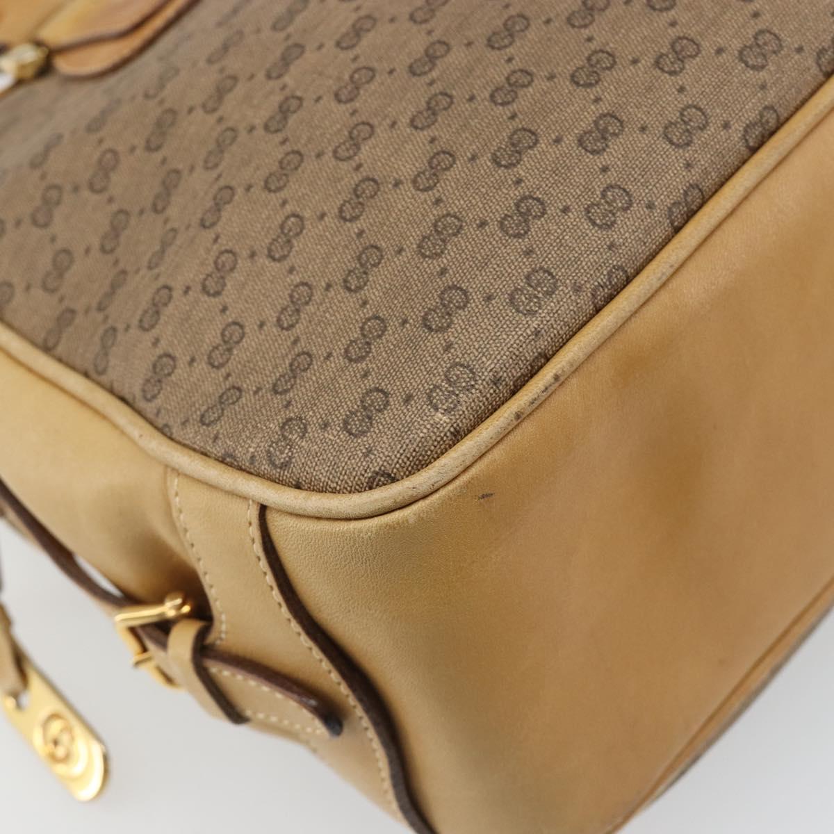 GUCCI Micro GG Supreme Hand Bag PVC Beige Gold Auth 187737