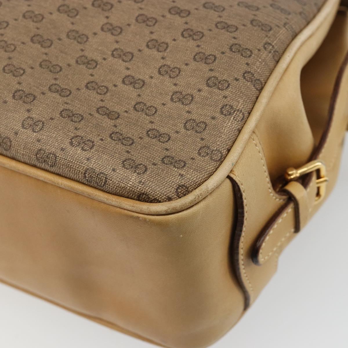 GUCCI Micro GG Supreme Hand Bag PVC Beige Gold Auth 187737