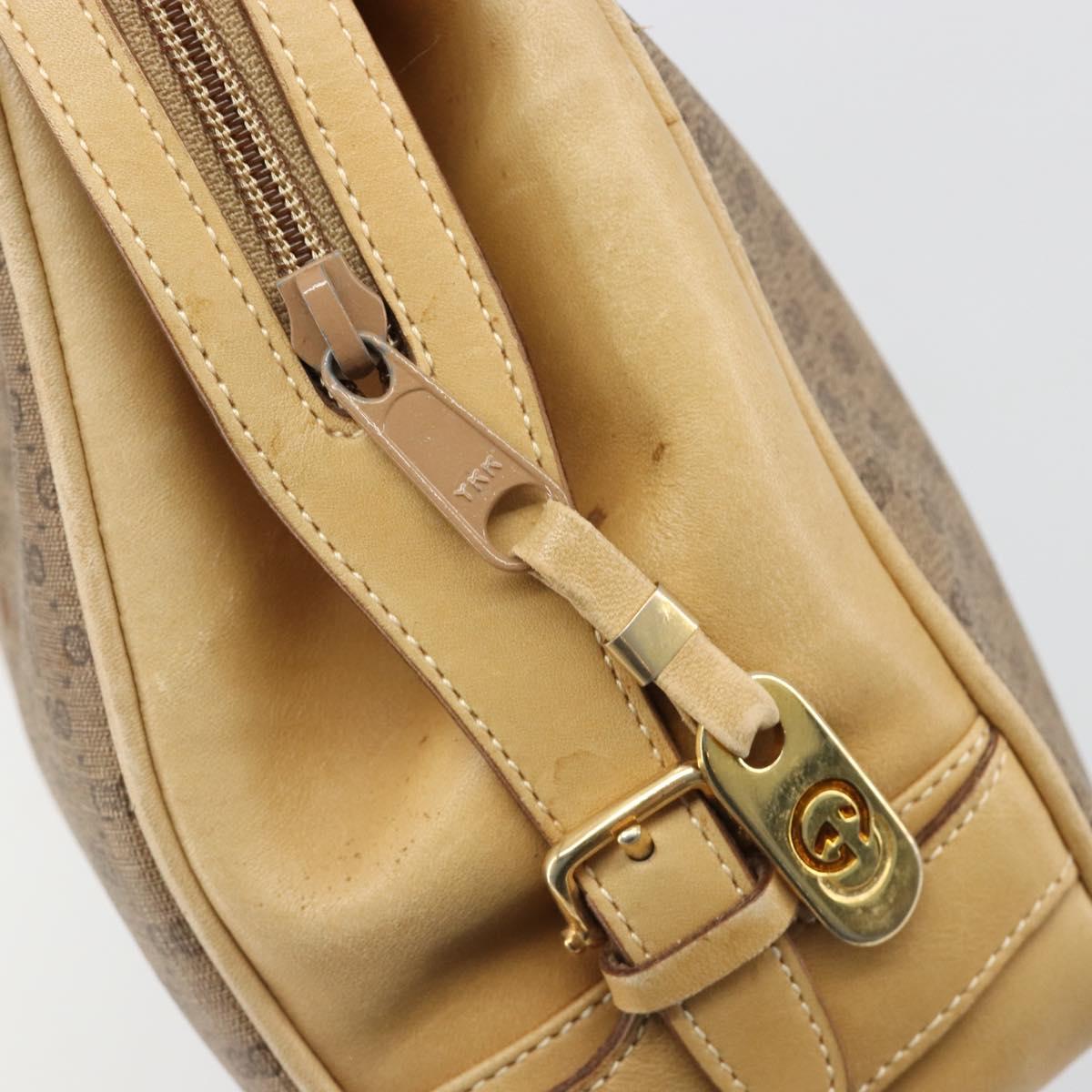 GUCCI Micro GG Supreme Hand Bag PVC Beige Gold Auth 187737