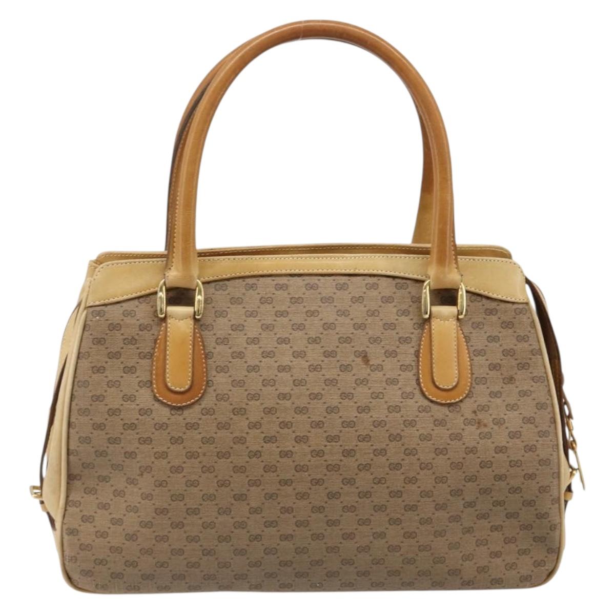 GUCCI Micro GG Supreme Hand Bag PVC Beige Gold Auth 187737
