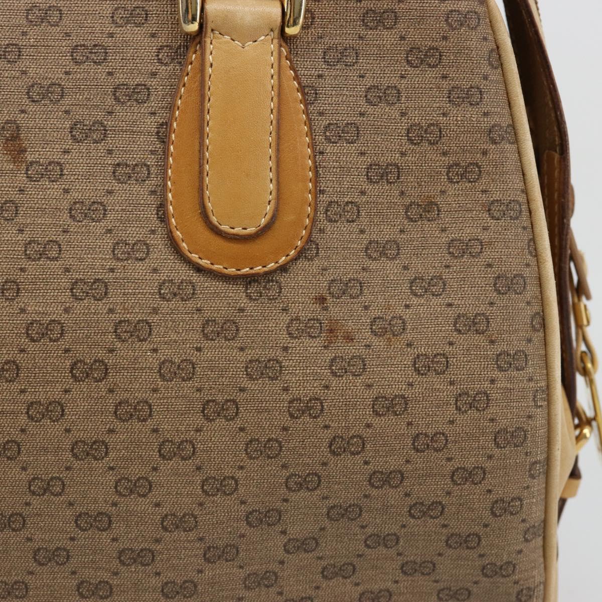 GUCCI Micro GG Supreme Hand Bag PVC Beige Gold Auth 187737