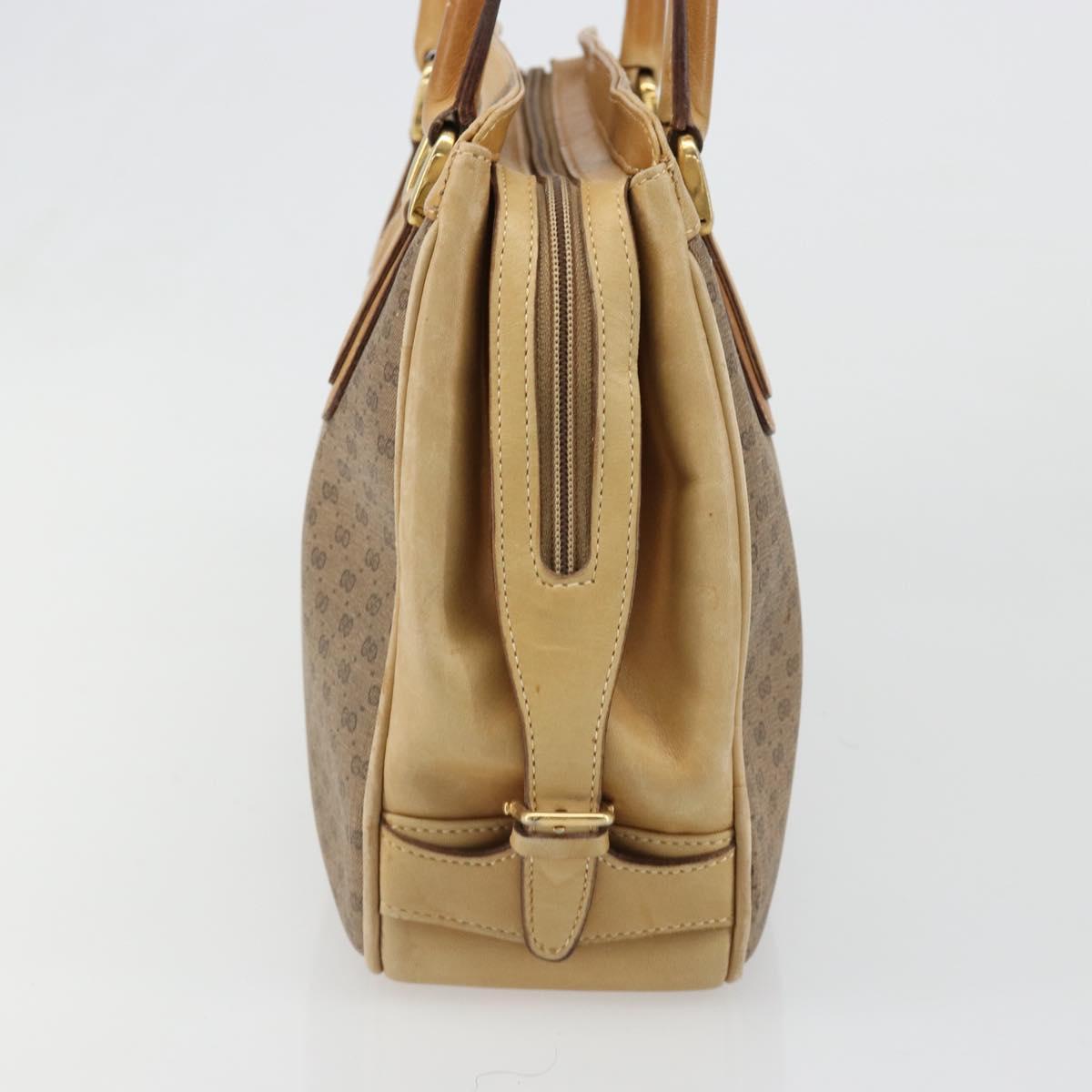 GUCCI Micro GG Supreme Hand Bag PVC Beige Gold Auth 187737