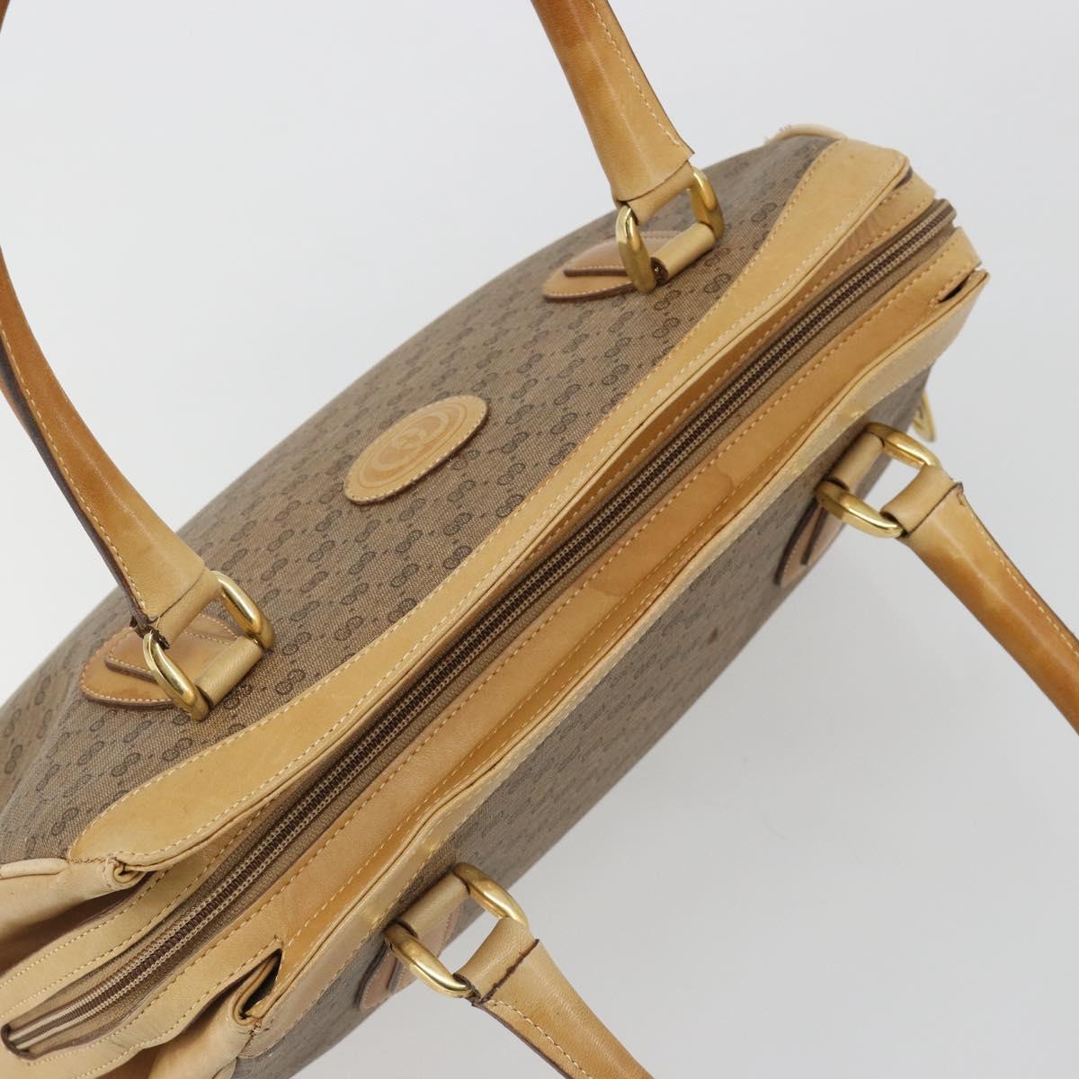 GUCCI Micro GG Supreme Hand Bag PVC Beige Gold Auth 187737