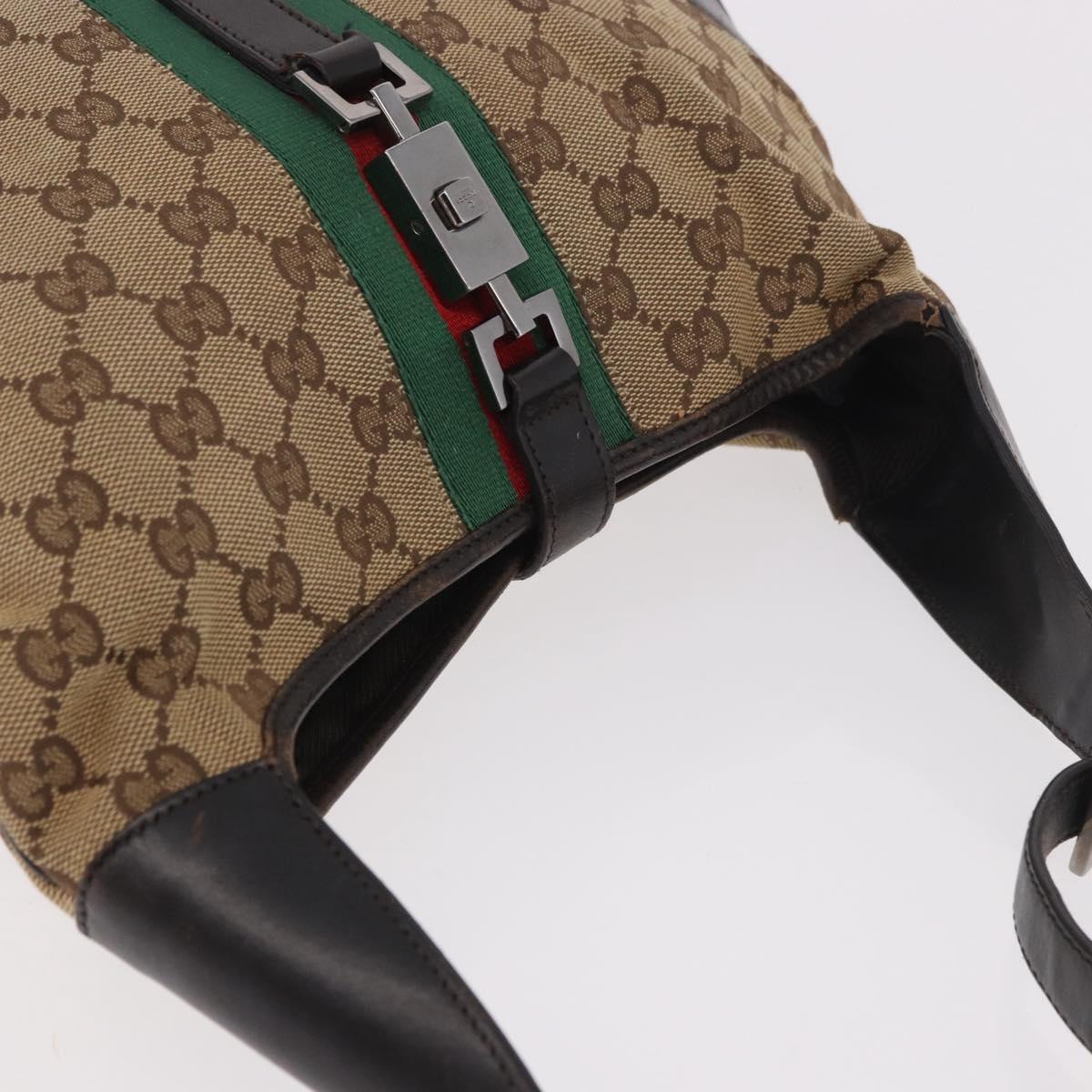 GUCCI GG Canvas Jackie Web Sherry Line Bag Beige Red 001 3306 3444 Auth 187739