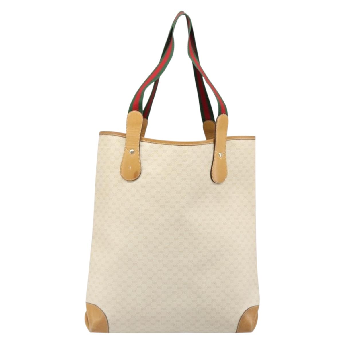 GUCCI GG Supreme Web Sherry Line Tote Bag PVC White Red 002 904 0223 Auth 187740