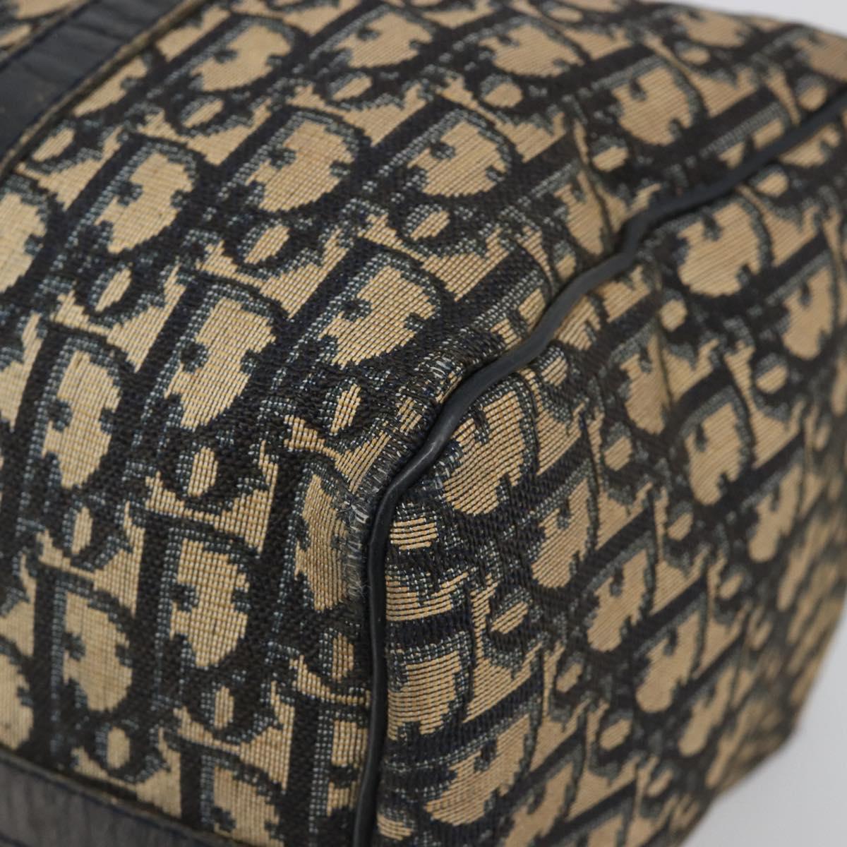 Christian Dior Trotter Canvas Hand Bag Navy Silver Auth 187741