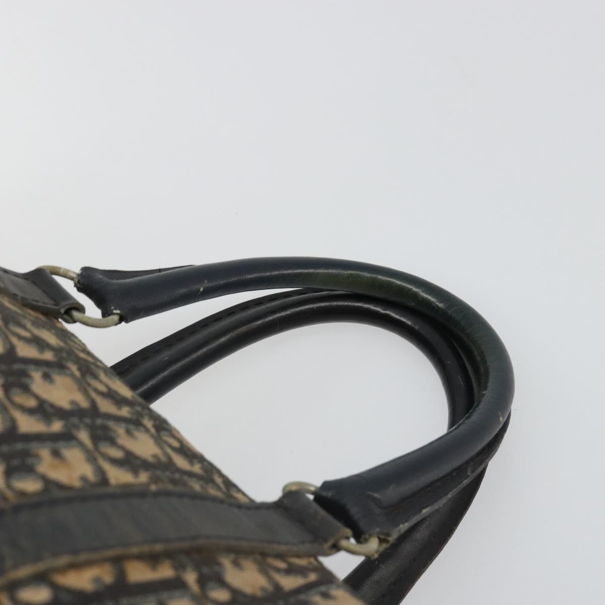 Christian Dior Trotter Canvas Hand Bag Navy Silver Auth 187741