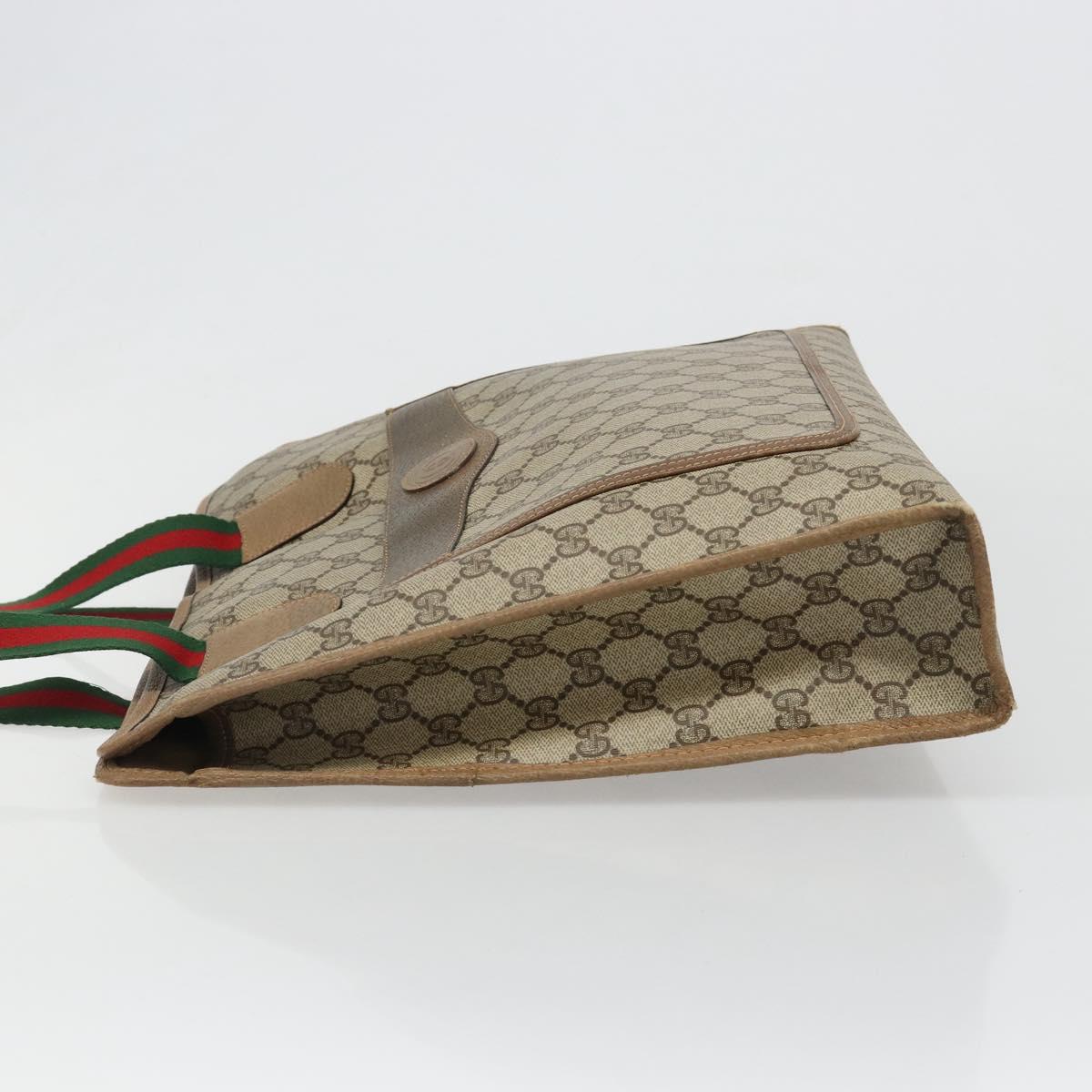GUCCI GG Supreme Web Sherry Line Tote Bag PVC Beige Red 89 02 997 Auth 187743