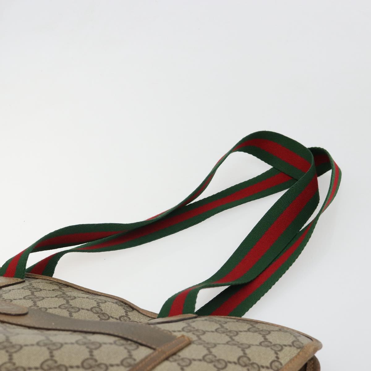 GUCCI GG Supreme Web Sherry Line Tote Bag PVC Beige Red 89 02 997 Auth 187743