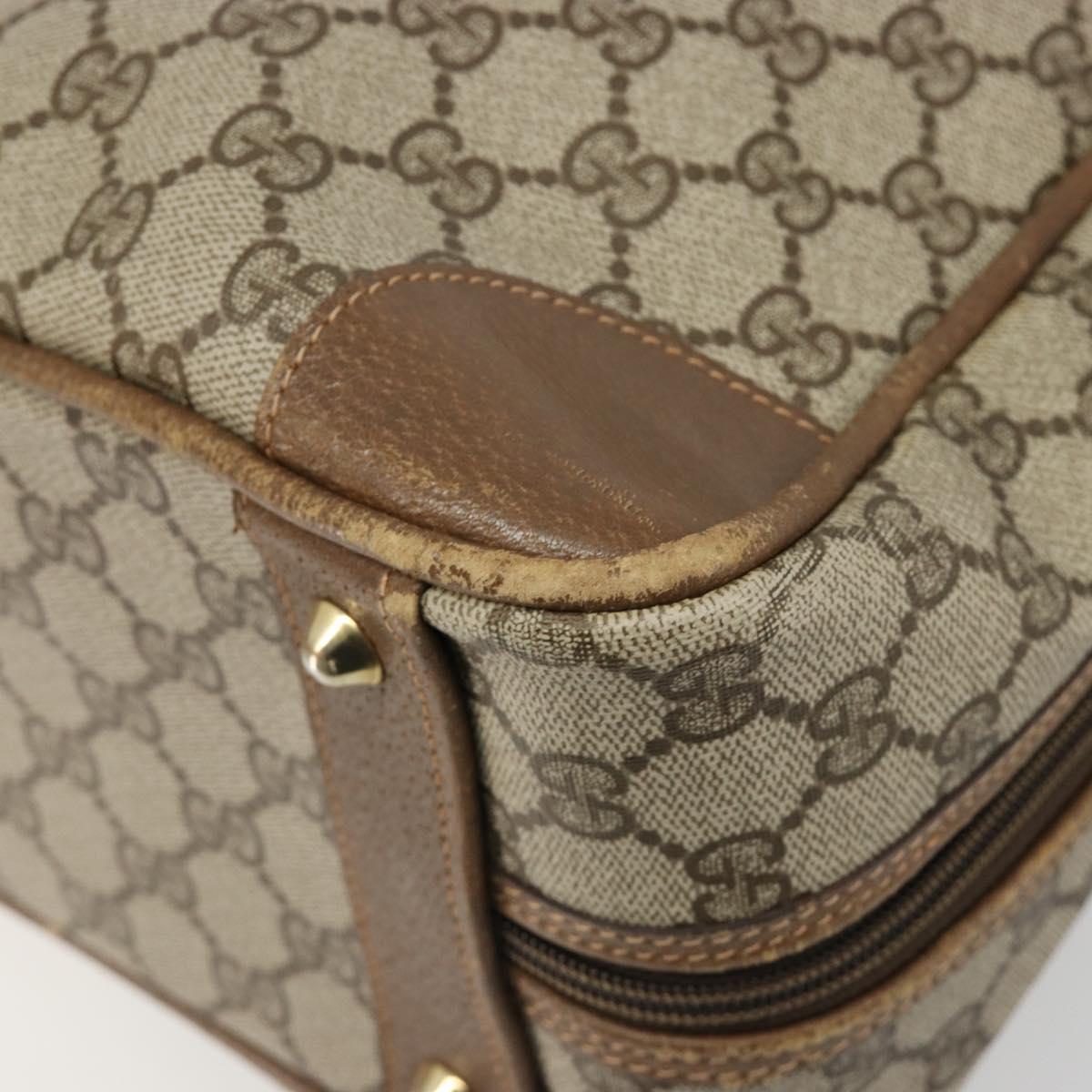GUCCI GG Supreme Hand Bag PVC Beige Gold Auth 187745