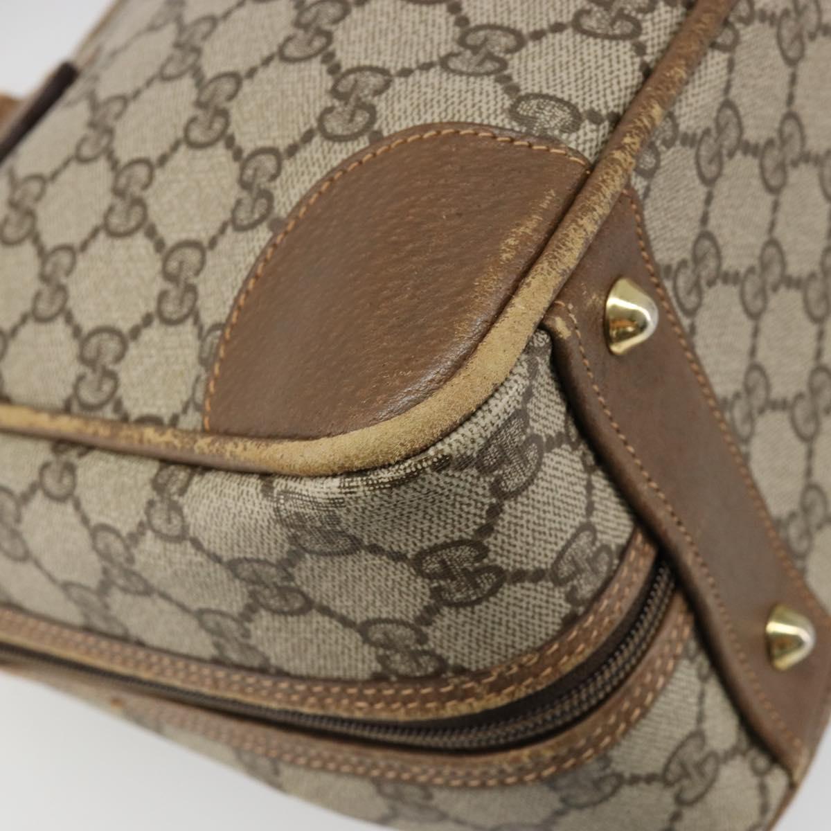 GUCCI GG Supreme Hand Bag PVC Beige Gold Auth 187745