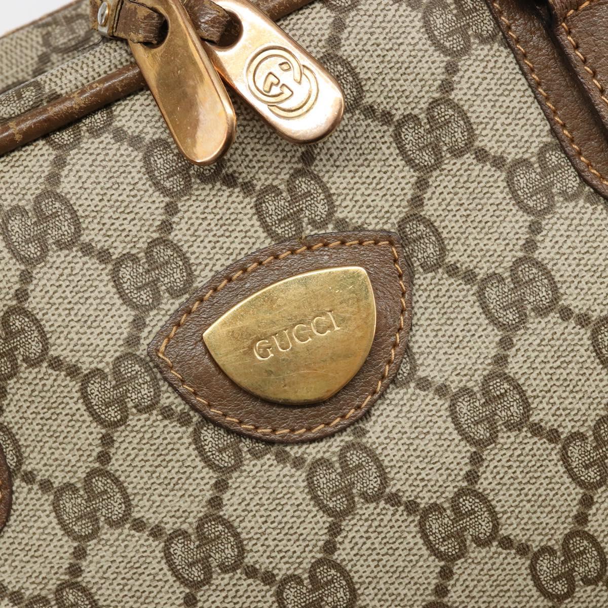 GUCCI GG Supreme Hand Bag PVC Beige Gold Auth 187745