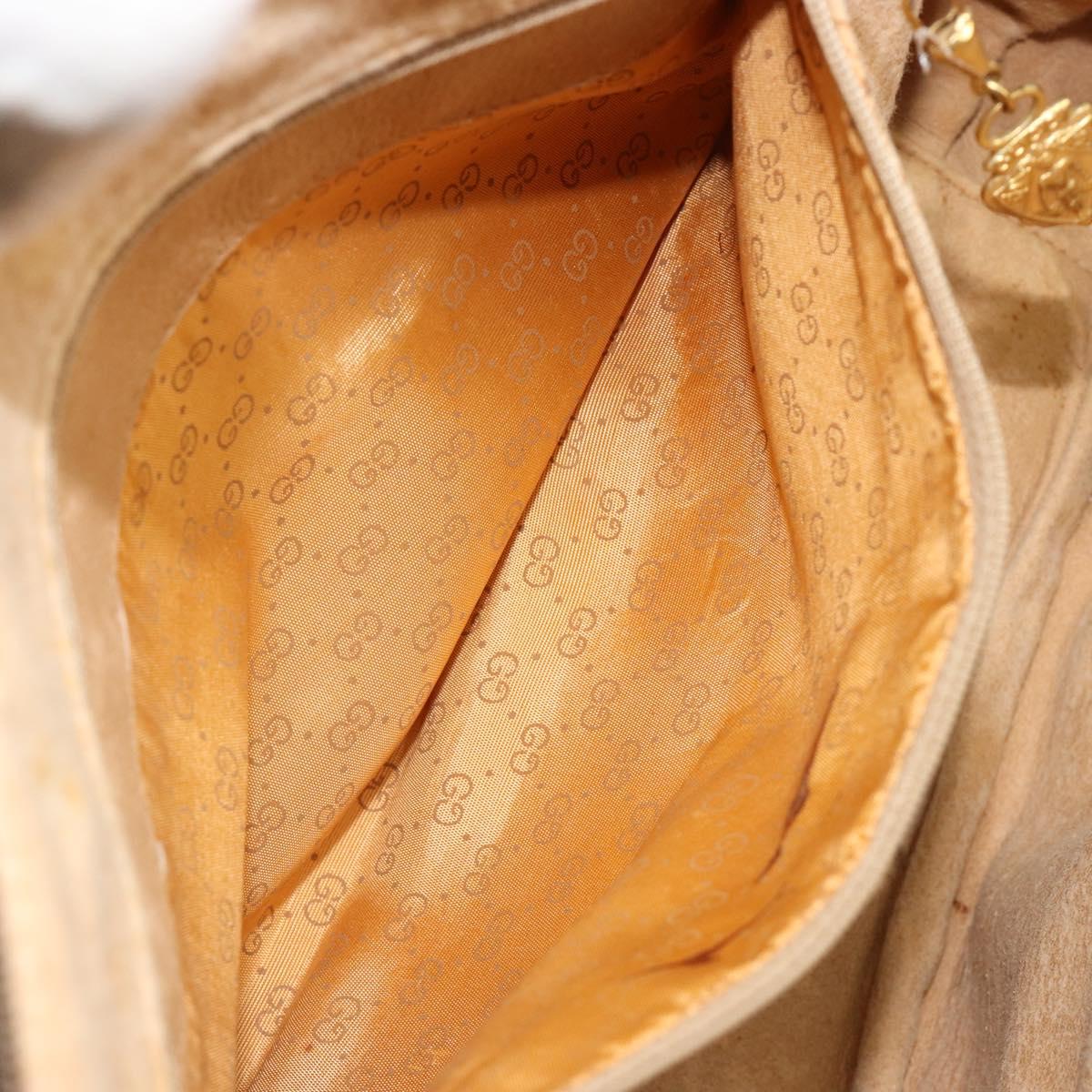 GUCCI GG Supreme Hand Bag PVC Beige Gold Auth 187745