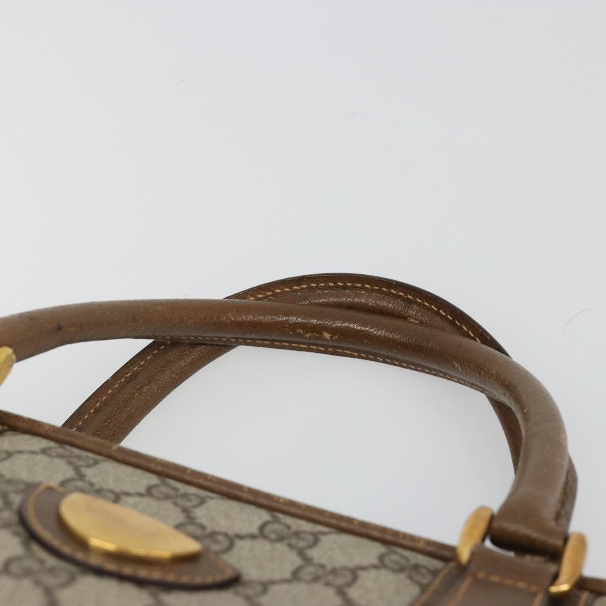 GUCCI GG Supreme Hand Bag PVC Beige Gold Auth 187745