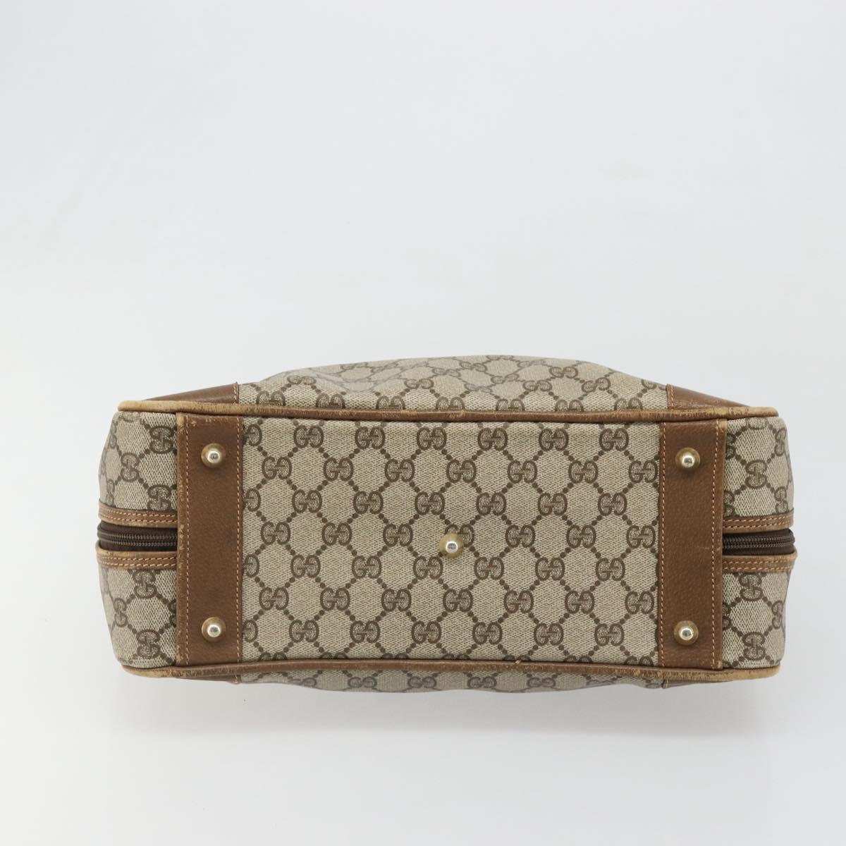 GUCCI GG Supreme Hand Bag PVC Beige Gold Auth 187745