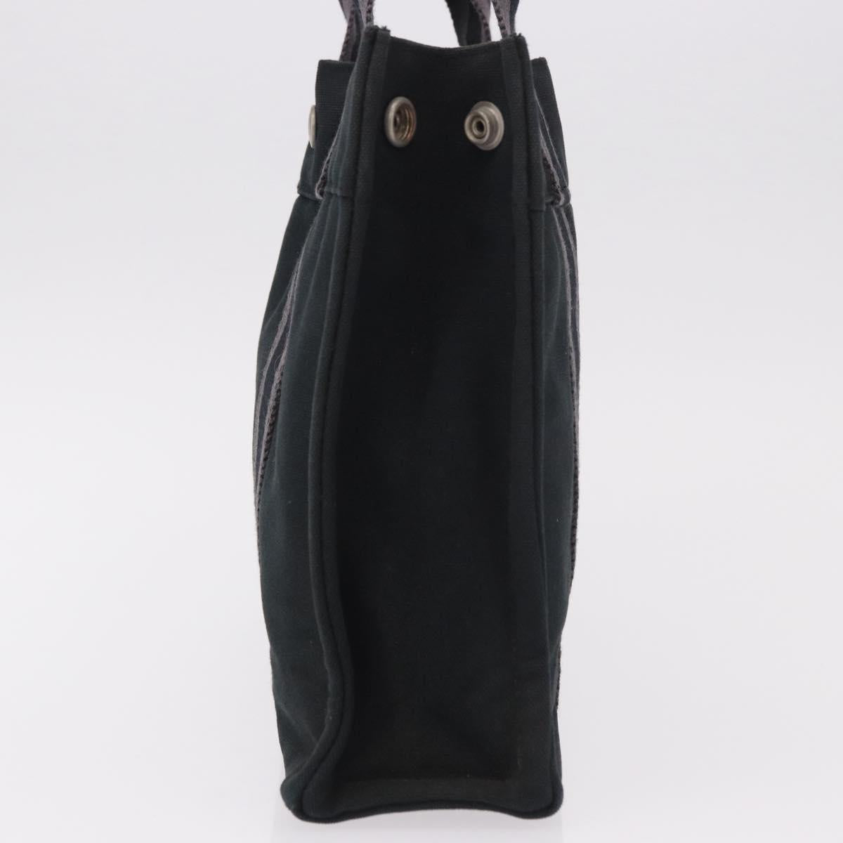 HERMES Fourre Tout PM Hand Bag cotton Black Silver Auth 187747A