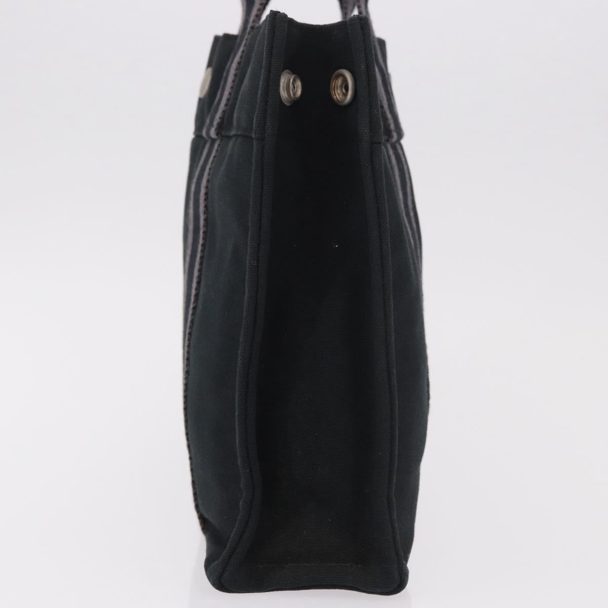 HERMES Fourre Tout PM Hand Bag cotton Black Silver Auth 187747A
