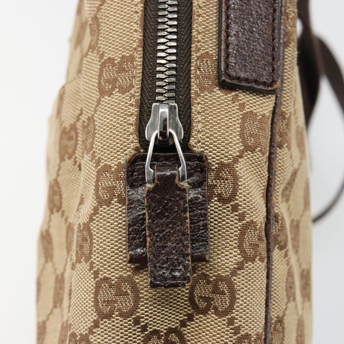 GUCCI GG Canvas Shoulder Bag Beige Silver 122759 Auth 187751