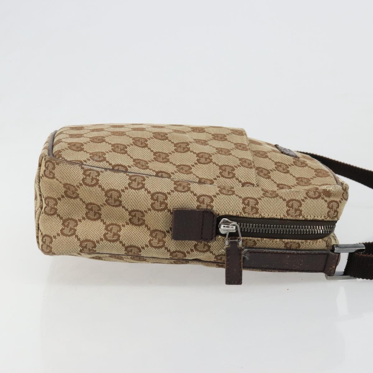 GUCCI GG Canvas Shoulder Bag Beige Silver 122759 Auth 187751