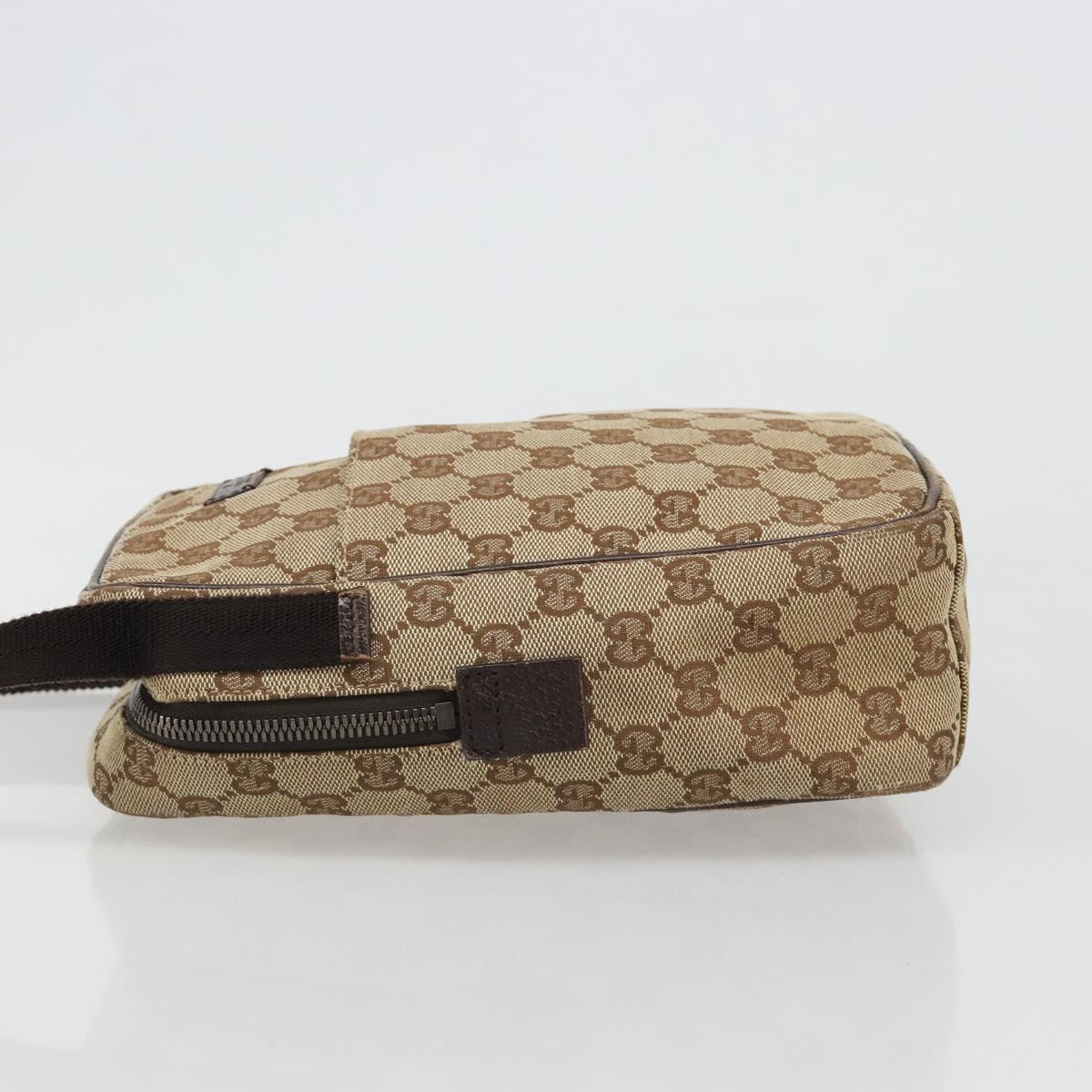GUCCI GG Canvas Shoulder Bag Beige Silver 122759 Auth 187751