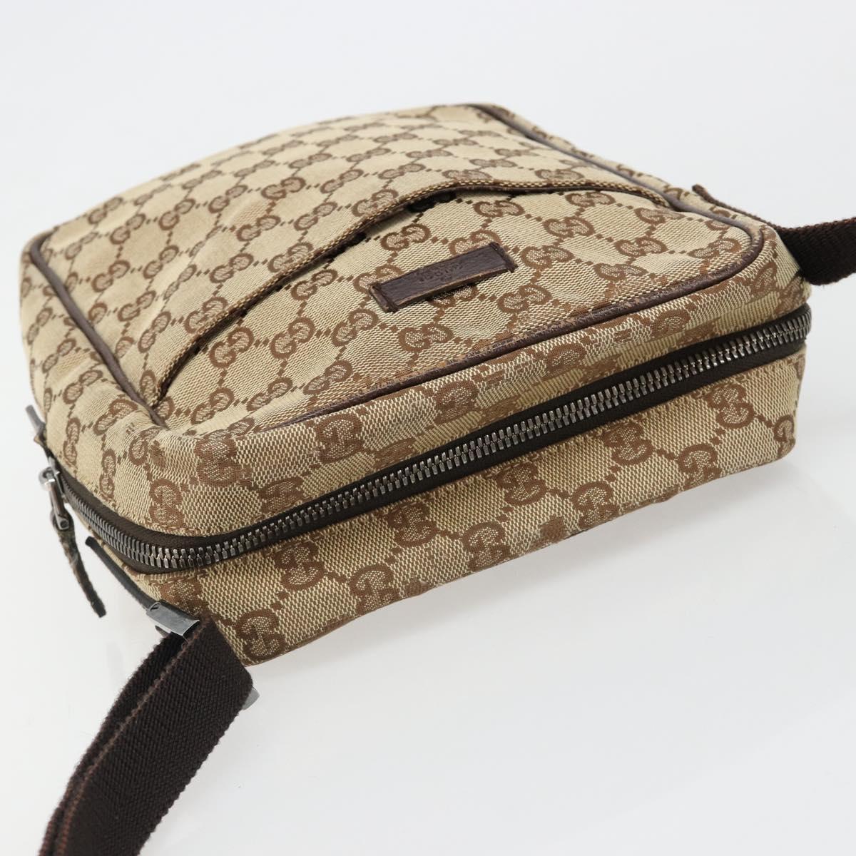 GUCCI GG Canvas Shoulder Bag Beige Silver 122759 Auth 187751