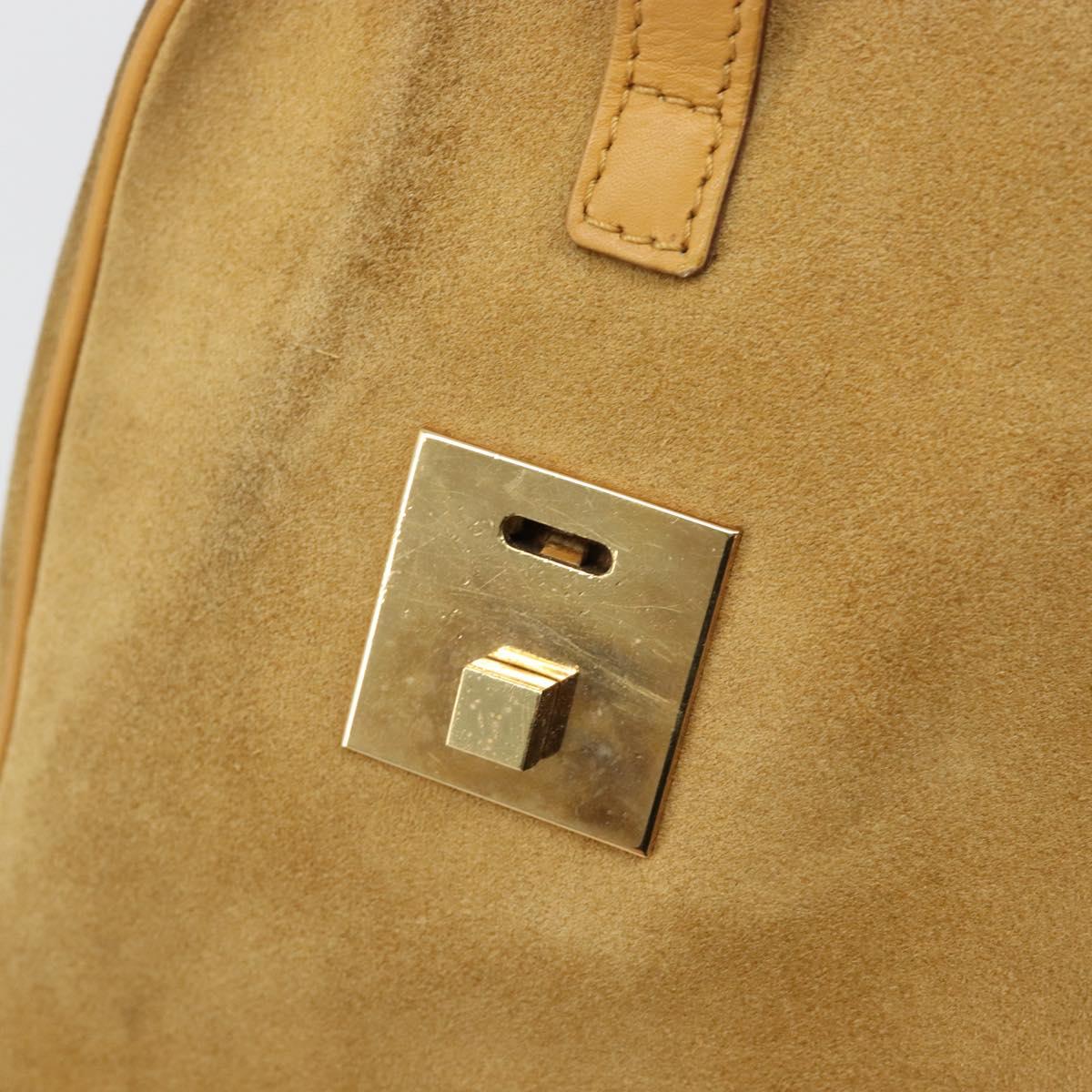 GUCCI Hand Bag Suede Beige Gold 000 0846 Auth 187752