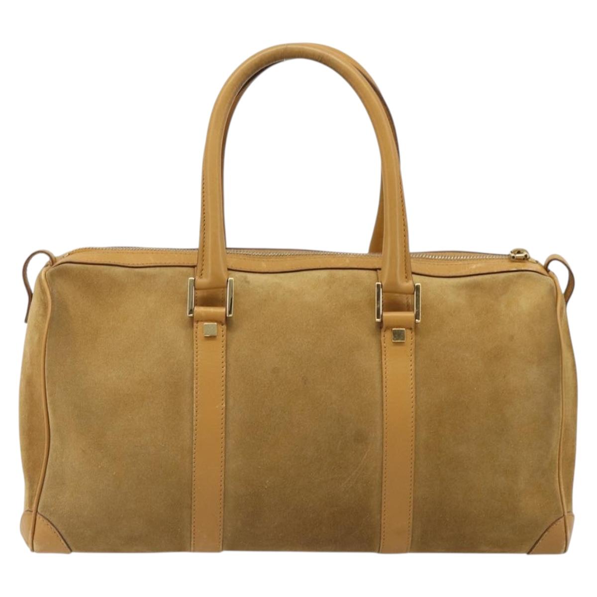 GUCCI Hand Bag Suede Beige Gold 000 0846 Auth 187752