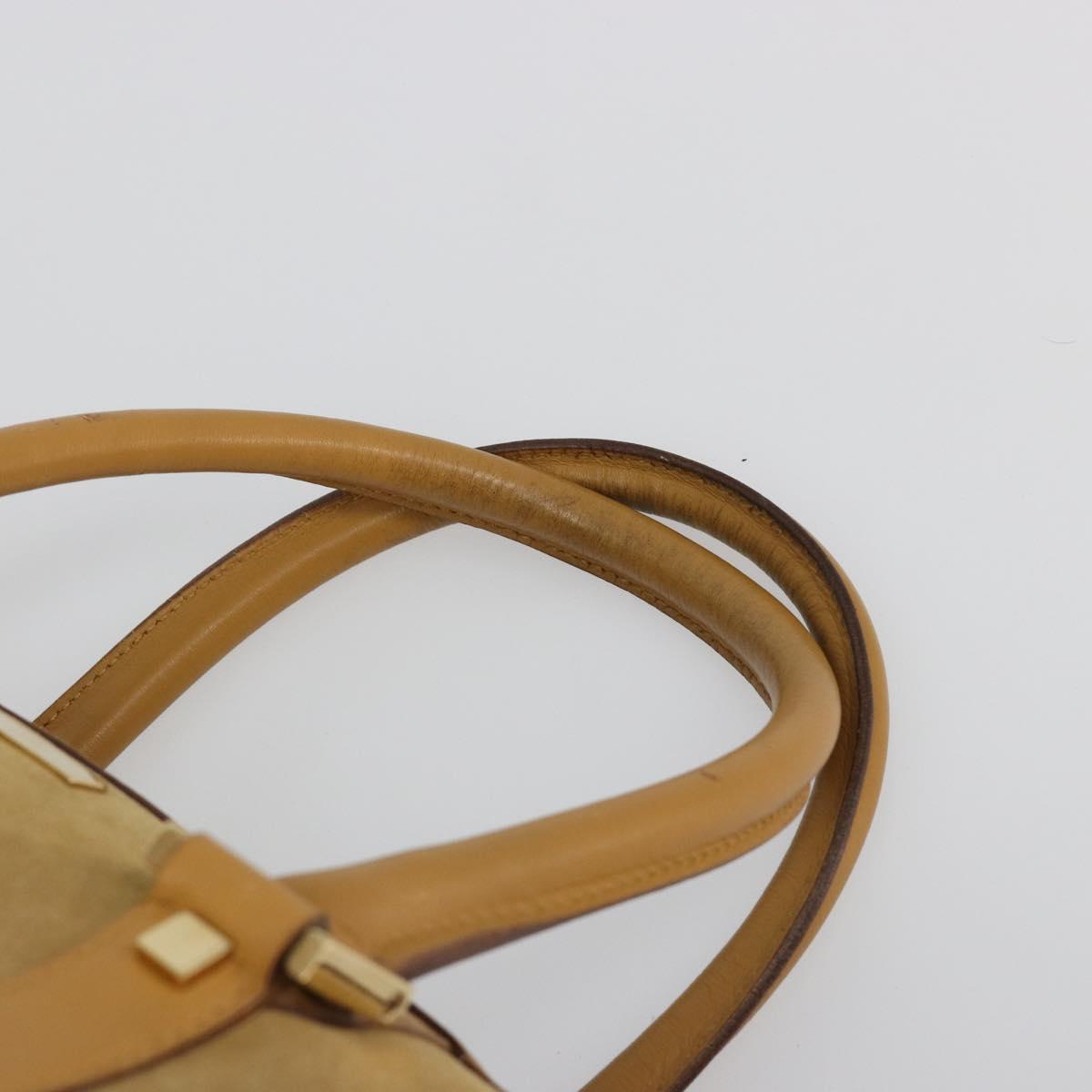 GUCCI Hand Bag Suede Beige Gold 000 0846 Auth 187752