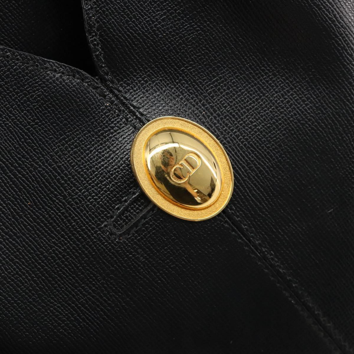 Christian Dior Shoulder Bag Leather Black Gold Auth 187754A