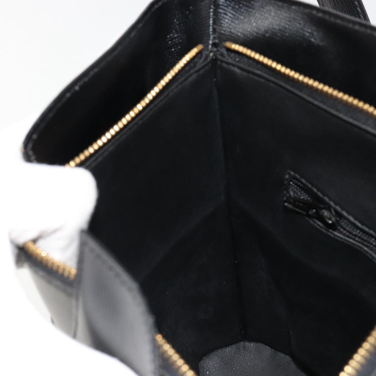 Christian Dior Shoulder Bag Leather Black Gold Auth 187754A