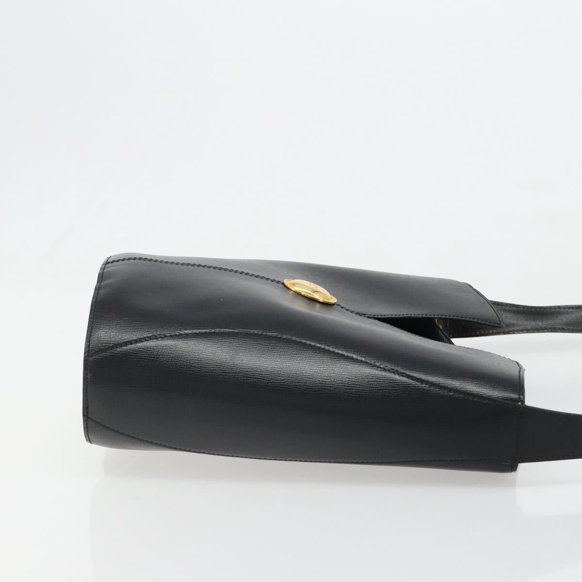 Christian Dior Shoulder Bag Leather Black Gold Auth 187754A