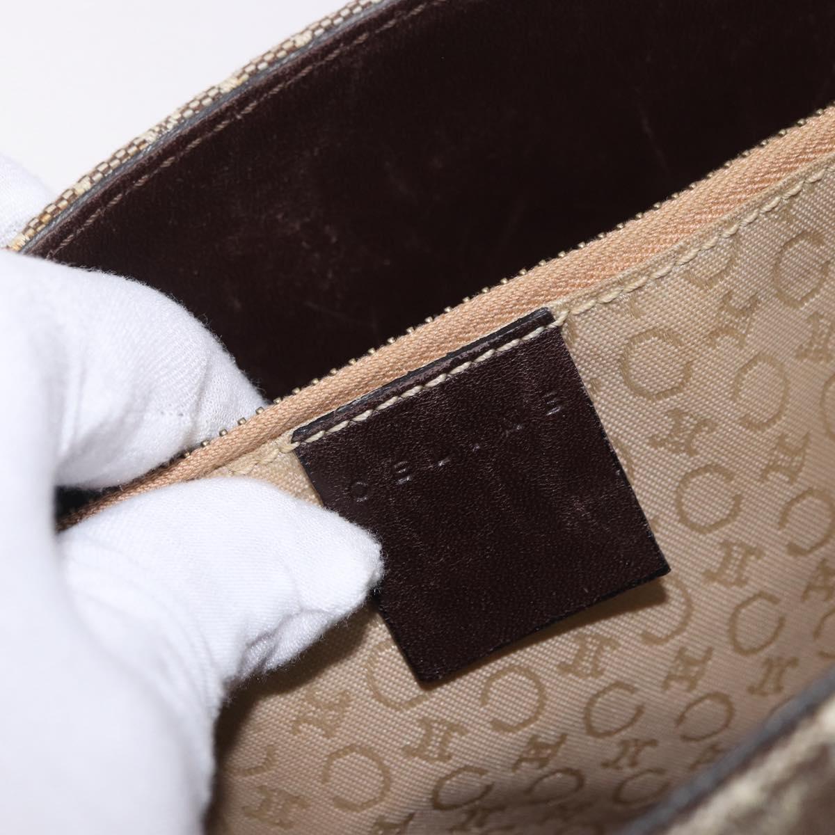 CELINE C Macadam Canvas Tote Bag Beige Gold Auth 187756