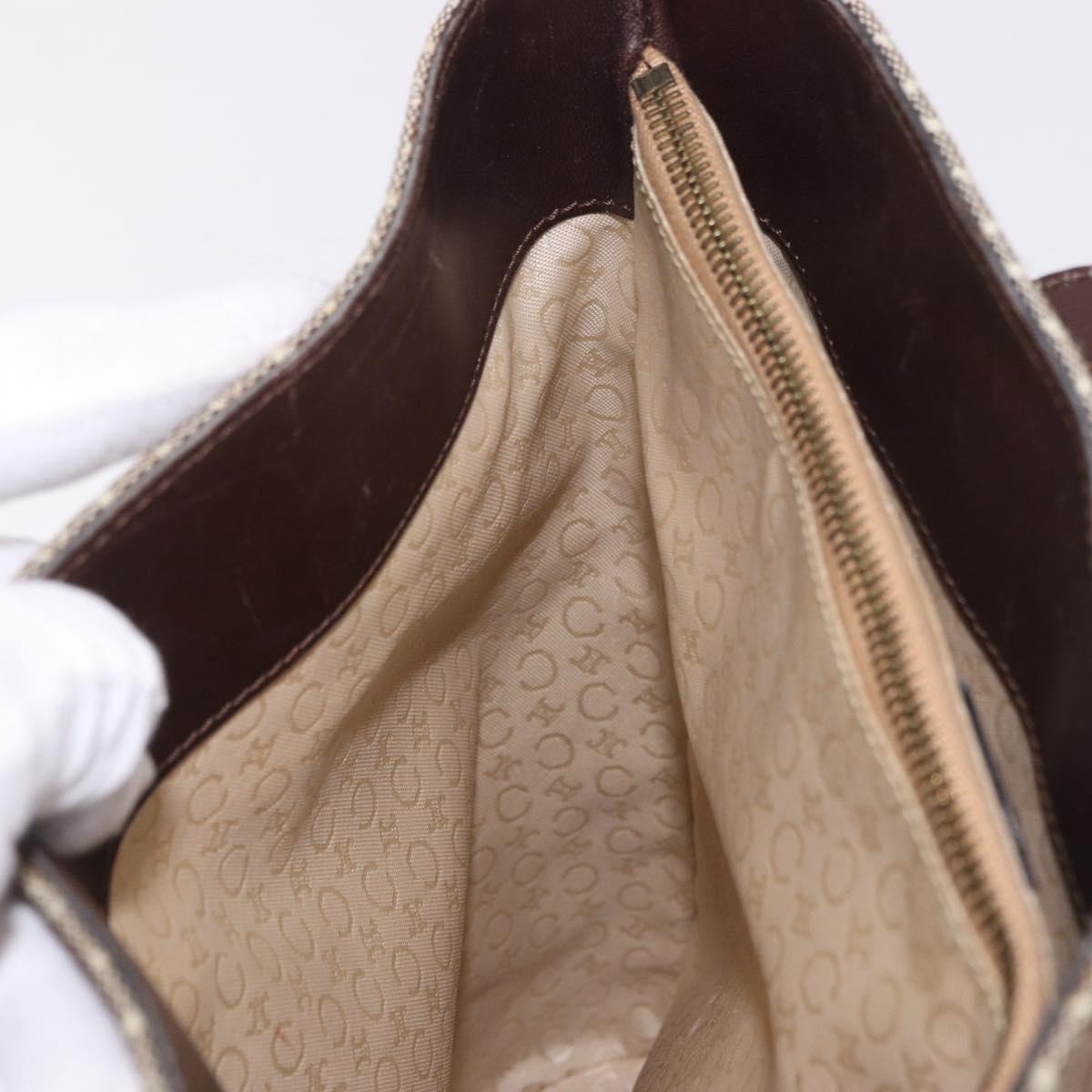 CELINE C Macadam Canvas Tote Bag Beige Gold Auth 187756