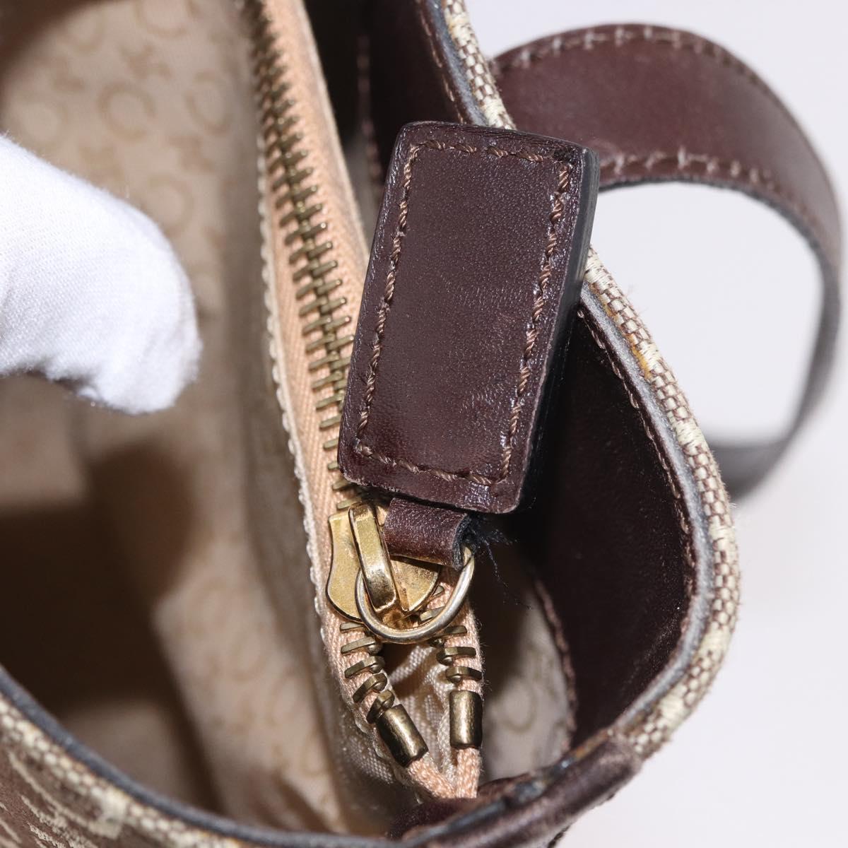 CELINE C Macadam Canvas Tote Bag Beige Gold Auth 187756