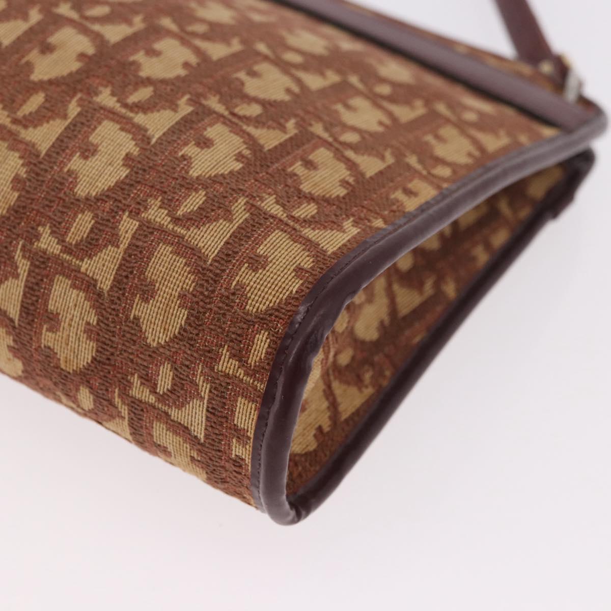 Christian Dior Trotter Canvas Shoulder Bag Red Gold Auth 187757